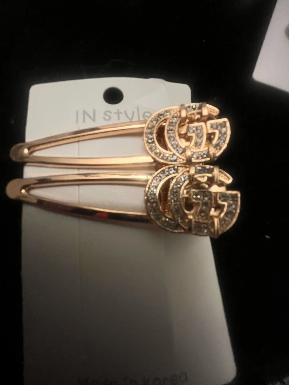 Rose Gold Crystal Double GG Hair Clips